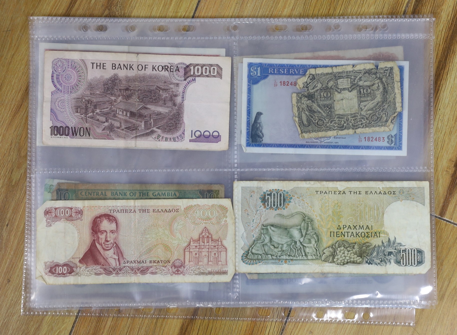 A group of world banknotes